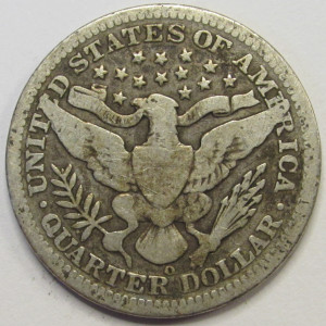 1903 O Barber Quarter - antique New Orleans mintmark American silver quarter