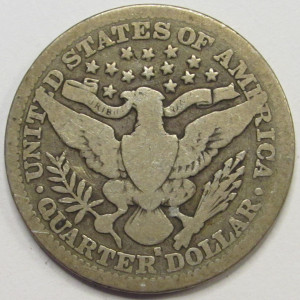 1903 S Barber Quarter - antique San Francisco mintmark silver quarter with low mintage