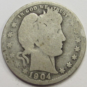 1904 O Barber Quarter - antique New Orleans mintmark better date silver quarter