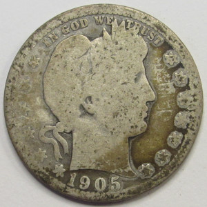 1905 Barber Quarter - antique better date American silver quarter
