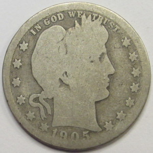1905 O Barber Quarter - antique New Orleans mintmark better date silver quarter