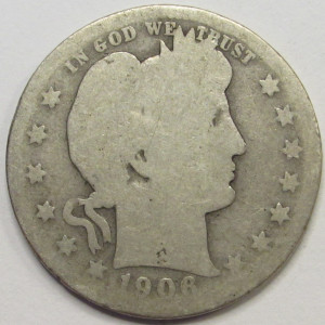 1906 O Barber Quarter - antique New Orleans mintmark silver quarter
