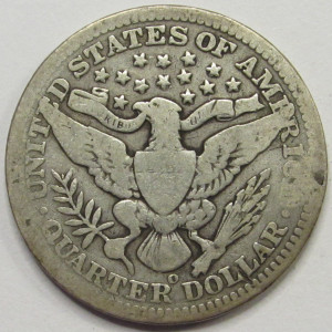 1907 O Barber Quarter - antique New Orleans mintmark silver quarter