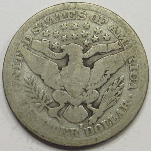 1907 S Barber Quarter - antique San Francisco mintmark silver coin