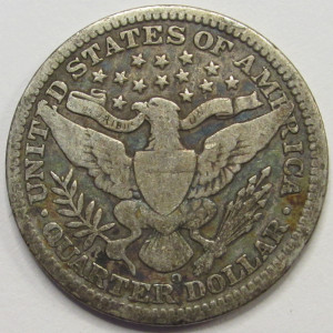 1908 O Barber Quarter - antique New Orleans mintmark silver quarter