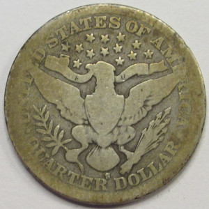 1909 S Barber Quarter - antique lower mintage San Francisco mintmark silver quarter
