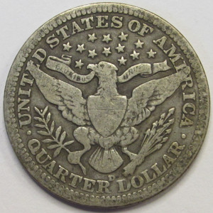 1913 D Barber Quarter - antique Denver mintmark silver American quarter