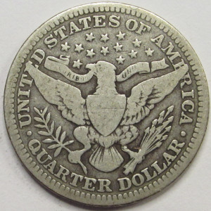 1915 Barber Quarter - antique American silver quarter