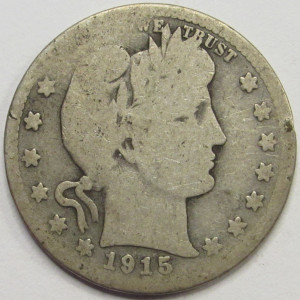 1915 S Barber Quarter - antique San Francisco mintmark silver quarter
