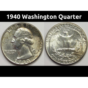 1940 Washington Quarter - antique American uncirculated silver coin