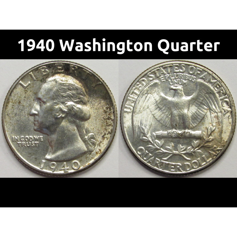 1940 Washington Quarter - antique American uncirculated silver coin