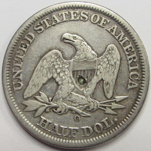 1854 O Seated Liberty Half Dollar - antique New Orleans mintmark American coin