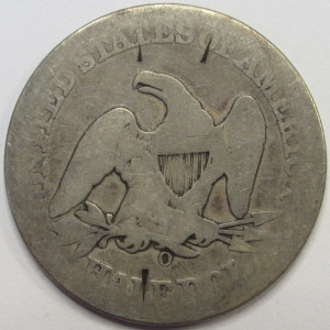 1858 O Seated Liberty Half Dollar - antique New Orleans mintmark silver coin