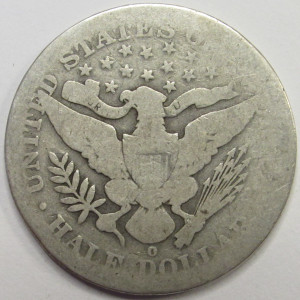1896 O Barber Half Dollar - antique low mintage New Orleans mintmark silver coin