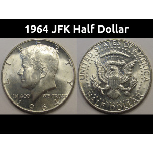 1964 JFK Half Dollar - antique first year of issue 90 percent silver coin