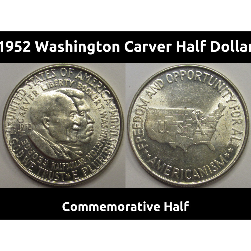 1952 Washington Carver Commemorative Half Dollar - antique unriculated silver coin