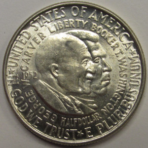 1952 Washington Carver Commemorative Half Dollar - antique unriculated silver coin