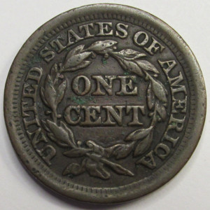 1849 Braided Hair Large Cent - antique American copper penny