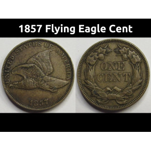 1857 Flying Eagle Cent - antique pre Civil War cupronickel small penny