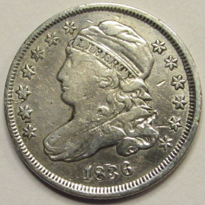 1836 Capped Bust Dime - antique early American silver dime