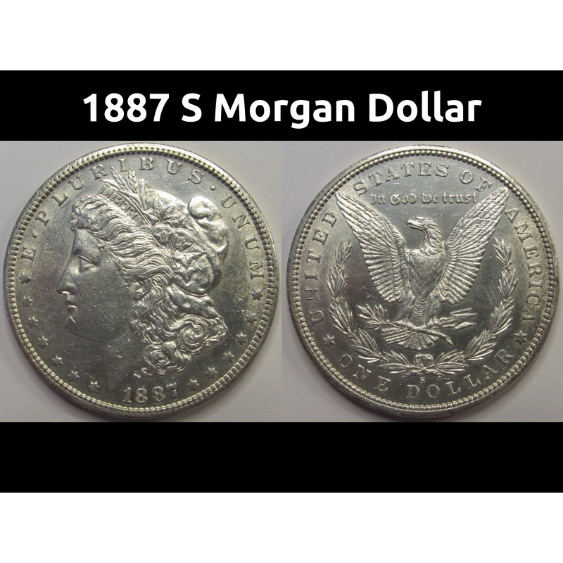 1887 S Morgan Dollar - antique San Francisco mintmark scarce date coin