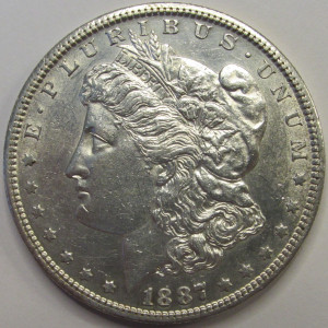 1887 S Morgan Dollar - antique San Francisco mintmark scarce date coin