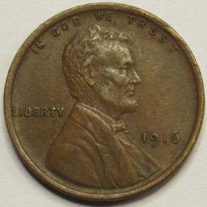 1916 Lincoln Wheat Cent - antique better condition American bronze penny