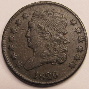 1826 Classic Head Half Cent - antique Early American copper coin