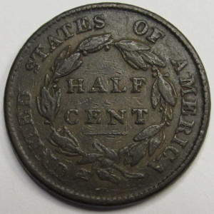 1826 Classic Head Half Cent - antique Early American copper coin