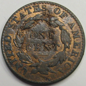 1823 Coronet Head Large Cent - 3 over 2 - antique overdate copper penny