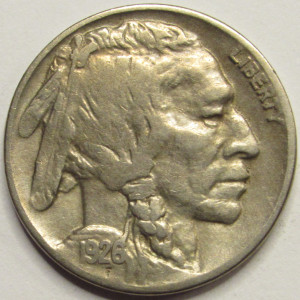 1926 D Buffalo Nickel - antique Denver mintmark five cent American coin