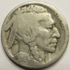 1916 S Buffalo Nickel - antique San Francisco mintmark American nickel