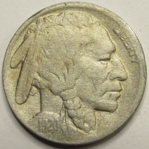 1920 D Buffalo Nickel - antique Denver mintmark bison coin