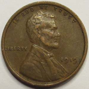 1919 Lincoln Wheat Cent - antique American bronze wheat penny coin