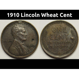 1910 Lincoln Wheat Cent - antique American wheat penny