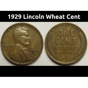 1929 Lincoln Wheat Cent - antique twenties American wheat penny