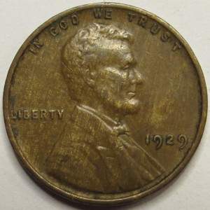 1929 Lincoln Wheat Cent - antique twenties American wheat penny