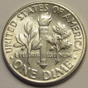 1957 D Roosevelt Dime - antique Denver mintmark silver coin