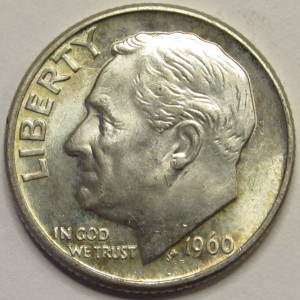 1960 D Roosevelt Dime - antique Denver mintmark uncirculated silver dime
