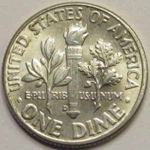 1960 D Roosevelt Dime - antique Denver mintmark uncirculated silver dime