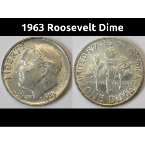 1963 Roosevelt Dime - antique American silver dime coin