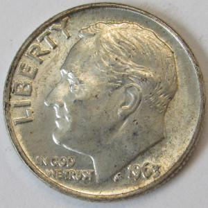 1963 Roosevelt Dime - antique American silver dime coin