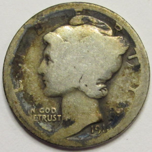 1916 Mercury Dime - antique first year of issue American silver dime