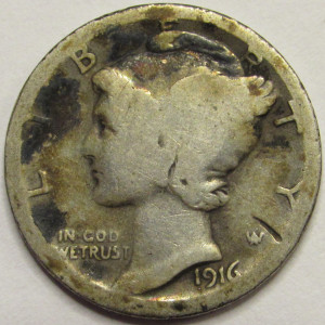 1916 S Mercury Dime - antique San Francisco mintmark silver dime