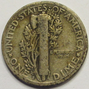 1917 S Mercury Dime - antique San Francisco mintmark silver American dime