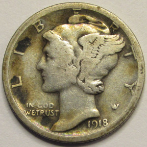 1918 S Mercury Dime - antique San Francisco mintmark American silver dime