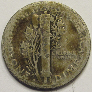 1919 D Mercury Dime - antique Denver mintmark American silver dime