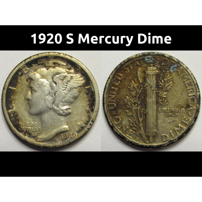 1920 S Mercury Dime - antique better condition silver American dime
