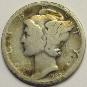 1927 D Mercury Dime - antique Denver mintmark silver dime