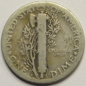 1927 D Mercury Dime - antique Denver mintmark silver dime